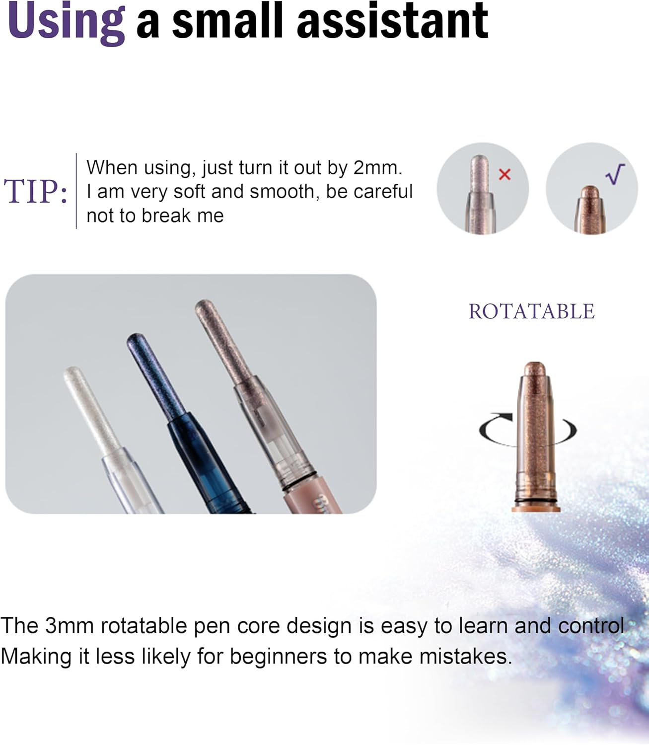 Erinde Glitter Eyeshadow Stick, Waterproof Eyeshadow Shimmer Stick, Smooth Cream Eye Shadow Sticks, Korean Makeup Brightener Pencil, Easy to Blend Long Lasting Shimmer Eyeshadows 05# - 04 image number 6