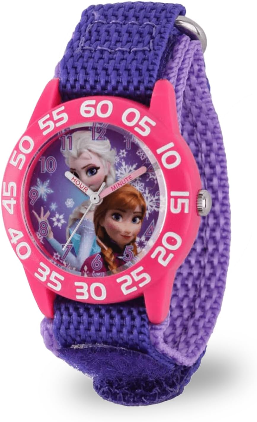 Disney Frozen Kids' Plastic Time Teacher Analog Quartz Nylon Strap Watch