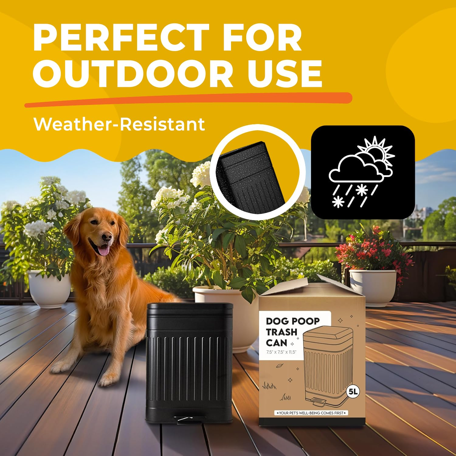 Animogoods&trade; Stainless Steel Poop Bin for outside - Small Outdoor Trash Can with Lid - Dog Waste Container - Odor Eliminator - Includes 3 Filters - Stainless Steel image number 7