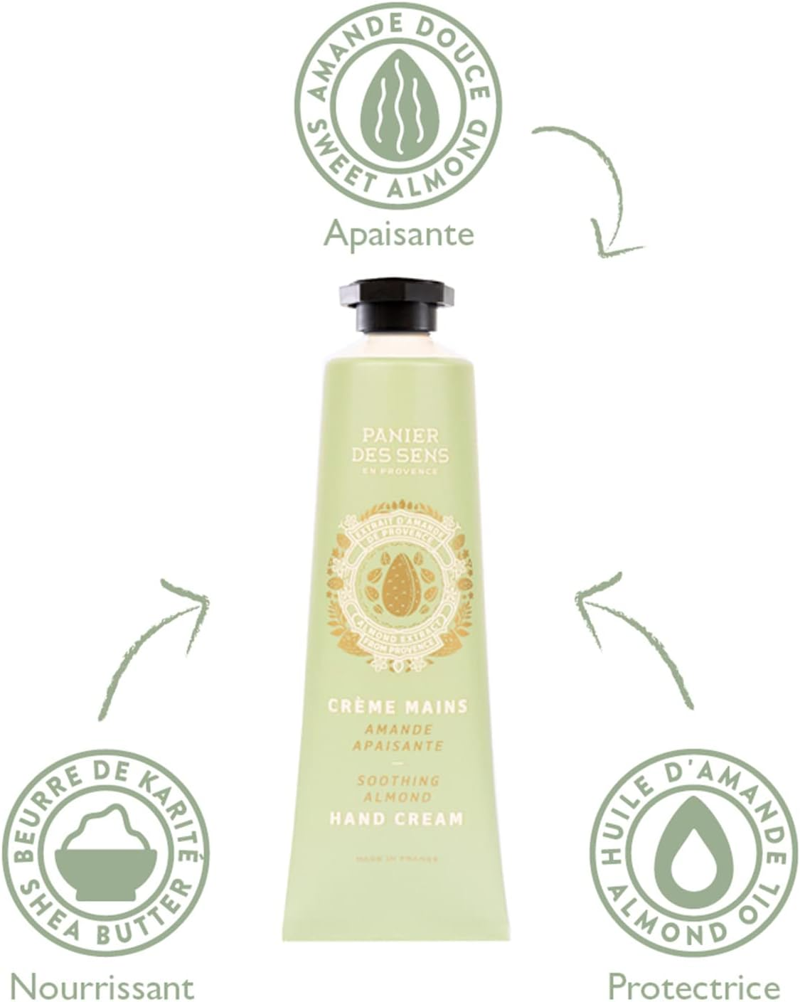 Panier Des Sens - Women'S Gift Box - Trio of Moisturizing Hand Cream Almond, Honey and Grapes - Gift Idea for Women Made in France - Gift Set for Her 97% Natural Ingredients - 3 X 30 Ml image number 2