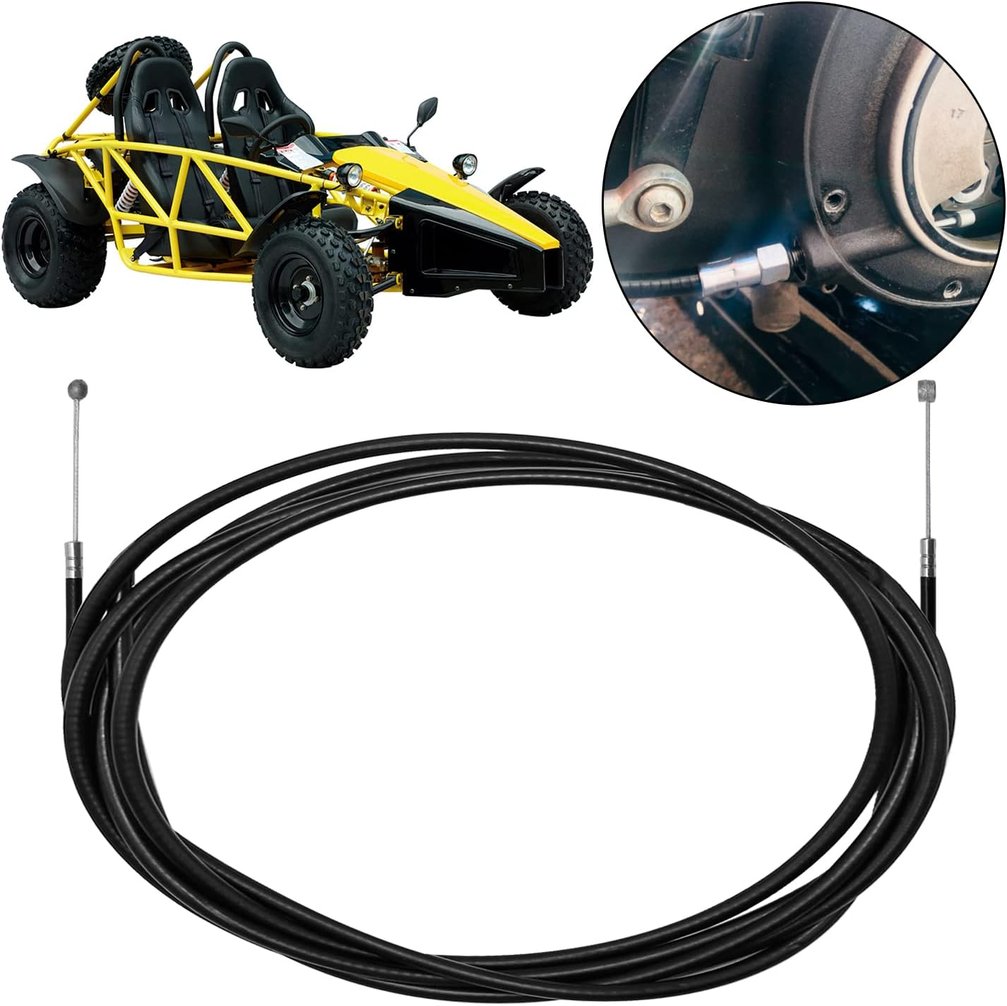 100" Universal Throttle Cable Conduit Length 94" Cable OD 1/16" Replacement for Mini Bike 269 Go Kart image number 4