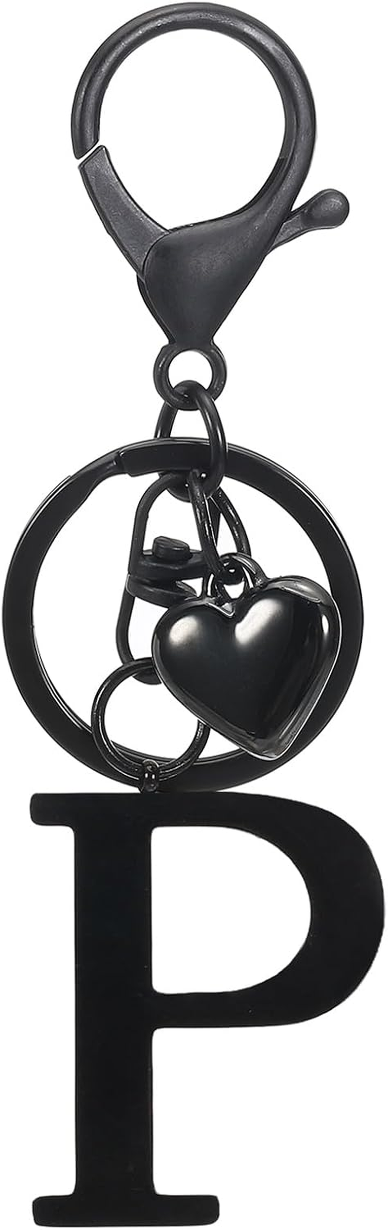 Sourcing Map Heart Initial Letter Keychain, Stainless Steel Keyring Alphabet Charm for Handbag, Women Purse image number 1