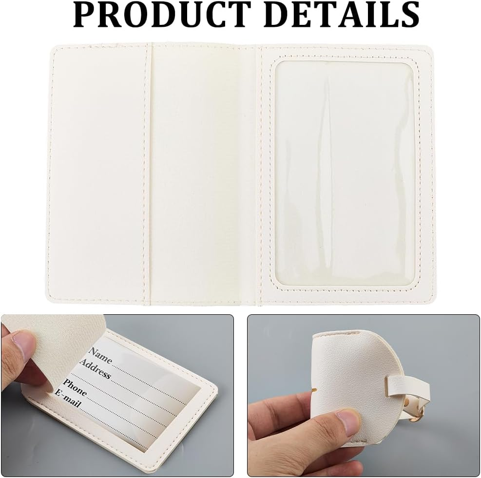 CALFOVERA Set of 2 Mr and Mrs Travel Holder Set Made of PU Leather Honeymoon Card Passport Cases Card Protective Cover Book Case with Luggage Tags Travel ID Labels Black White for Couples Bridal image number 4