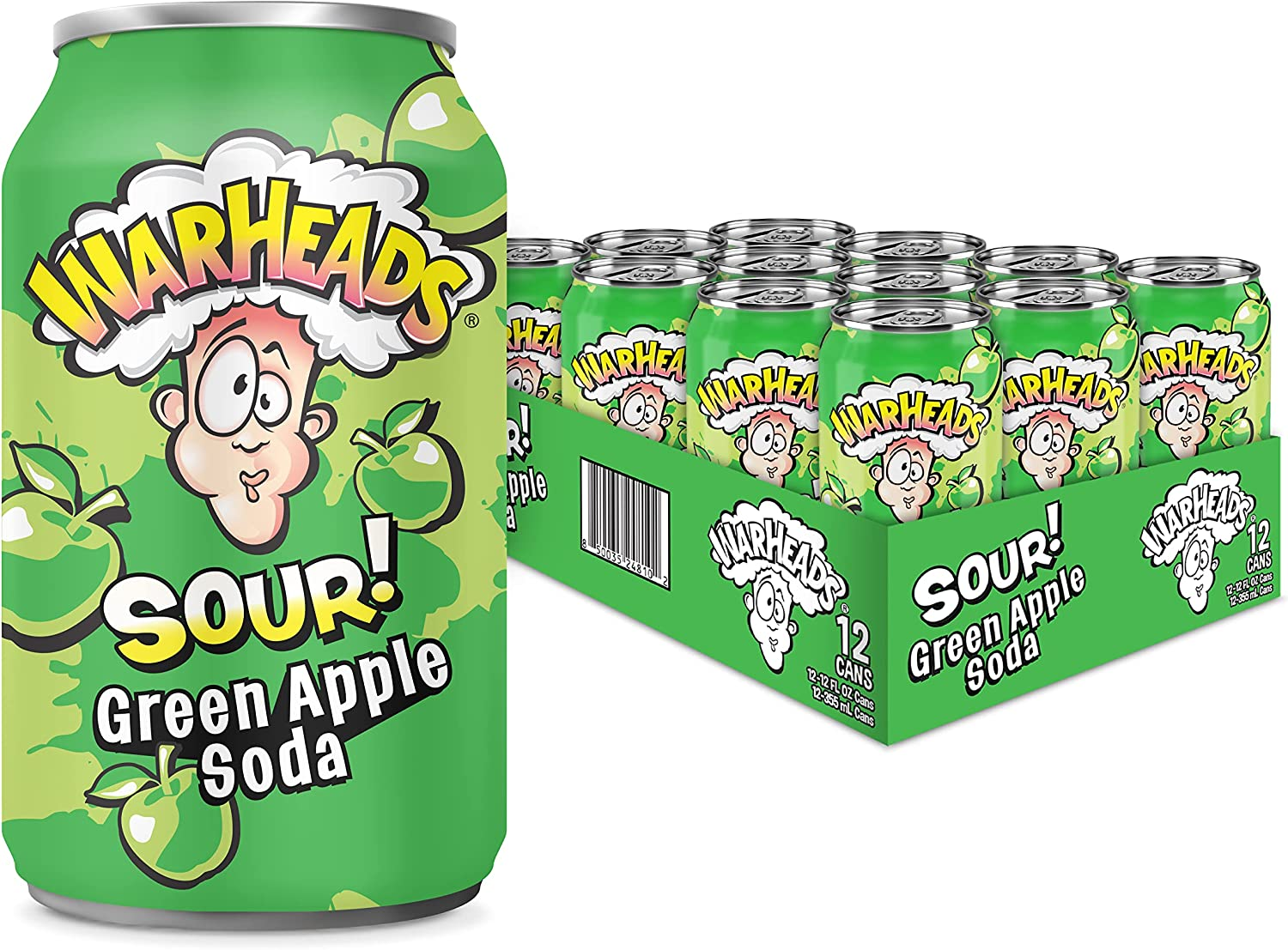 Warheads Green Apple Soda 355 Ml (Pack of 12) image number 3