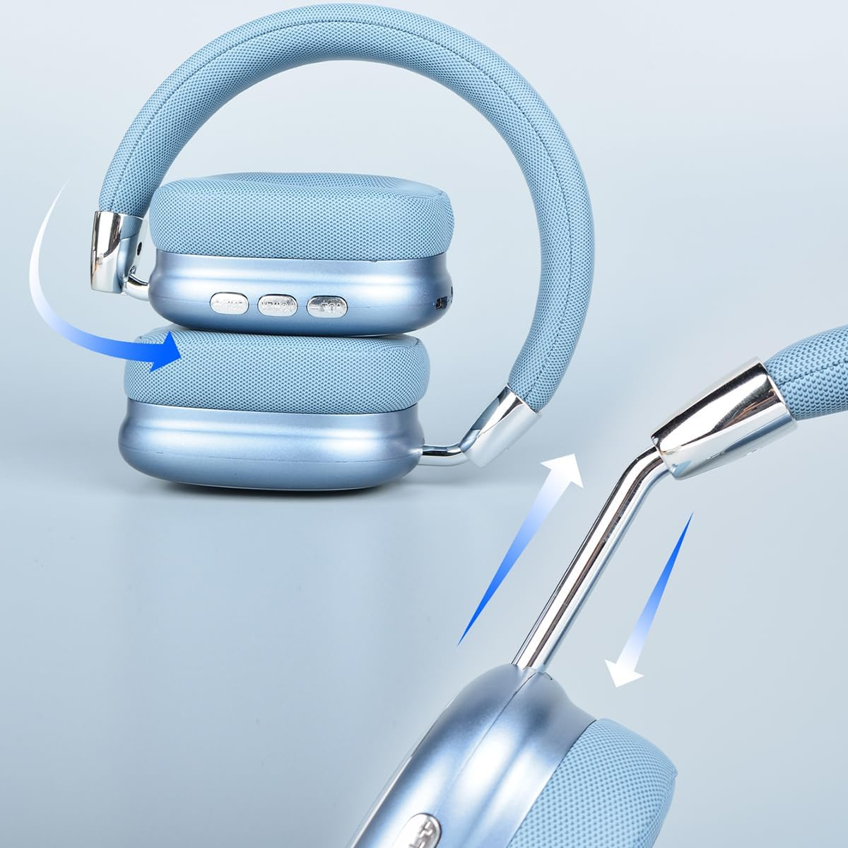 New Wireless Headset, Hifi Clear Call, Comfortable Fit with Head, Foldable, Rotatable, Stretchable. Compatible with Mobile Phones, Computers, MP3 and Other Devices. Wireless Headphones (Blue) image number 5