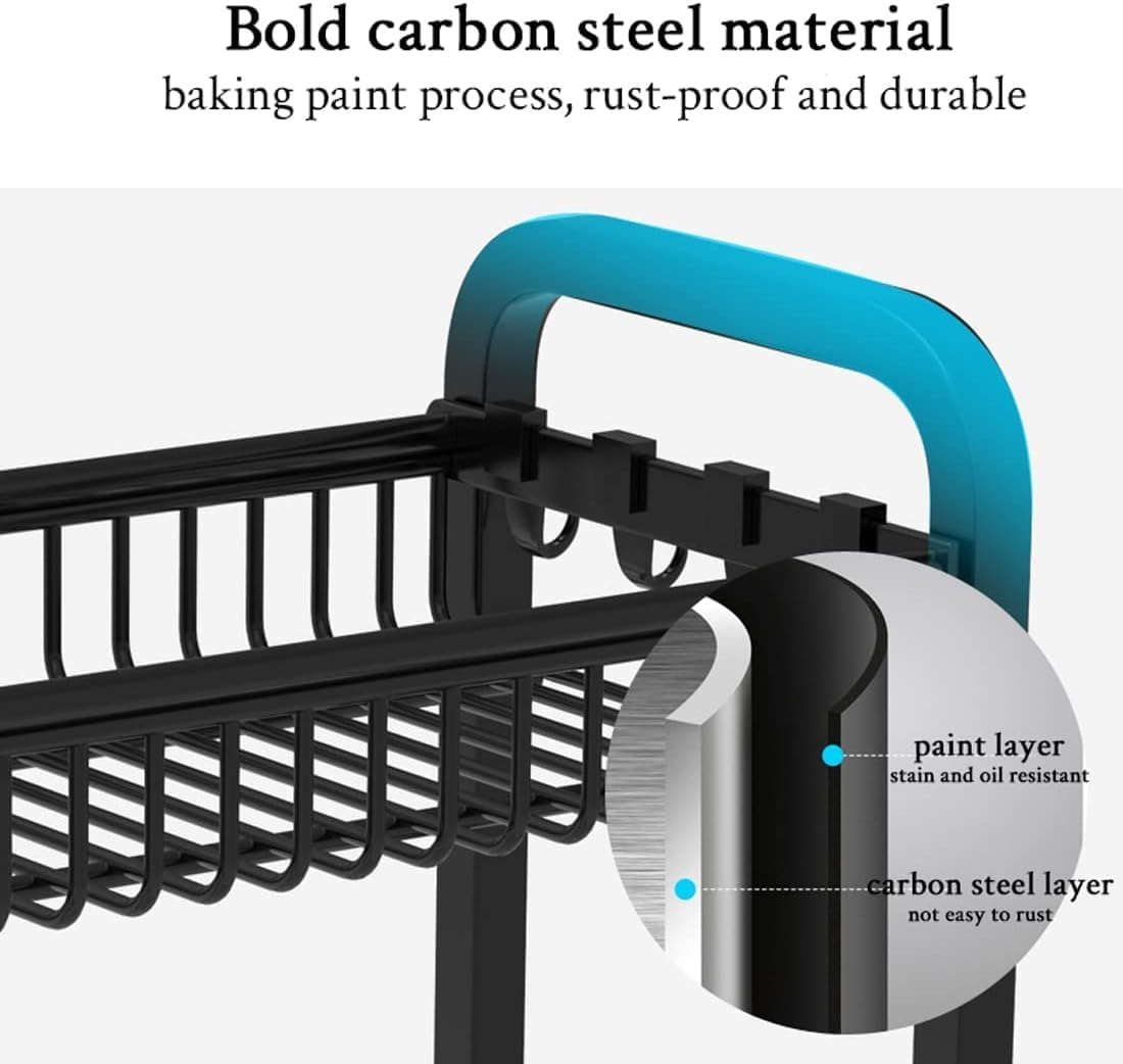 HCHANGEN Kitchen Spice Rack Organiser 2-Tier, Ladder Design Storage Stand with 8 Hooks image number 5