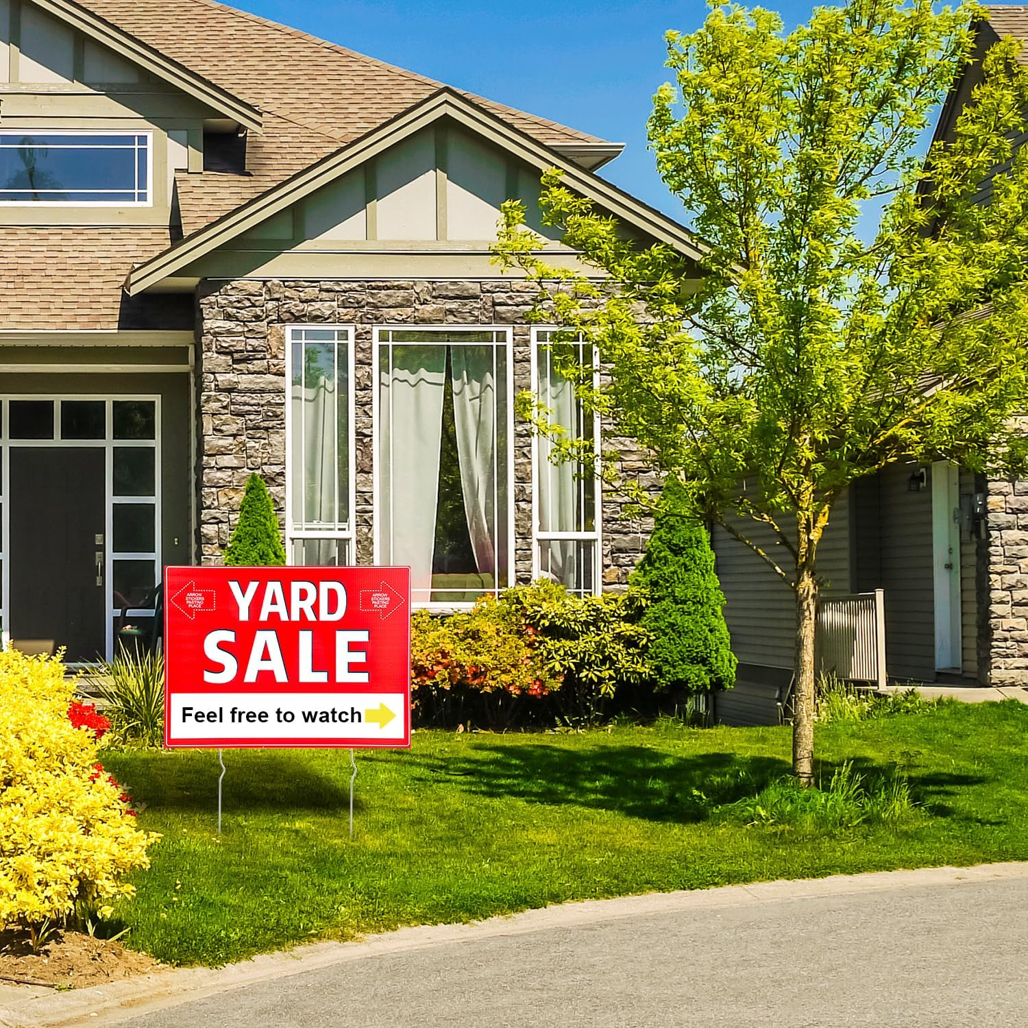 3Pcs Yard Sale Signs, 12 X 16 Inch High Visibility Large Yard for Sale Sign Estate Sale Signs with Stakes Stickers Double Sided Corrugated Plastic Garage Sale Sign for Business Personal Use image number 6