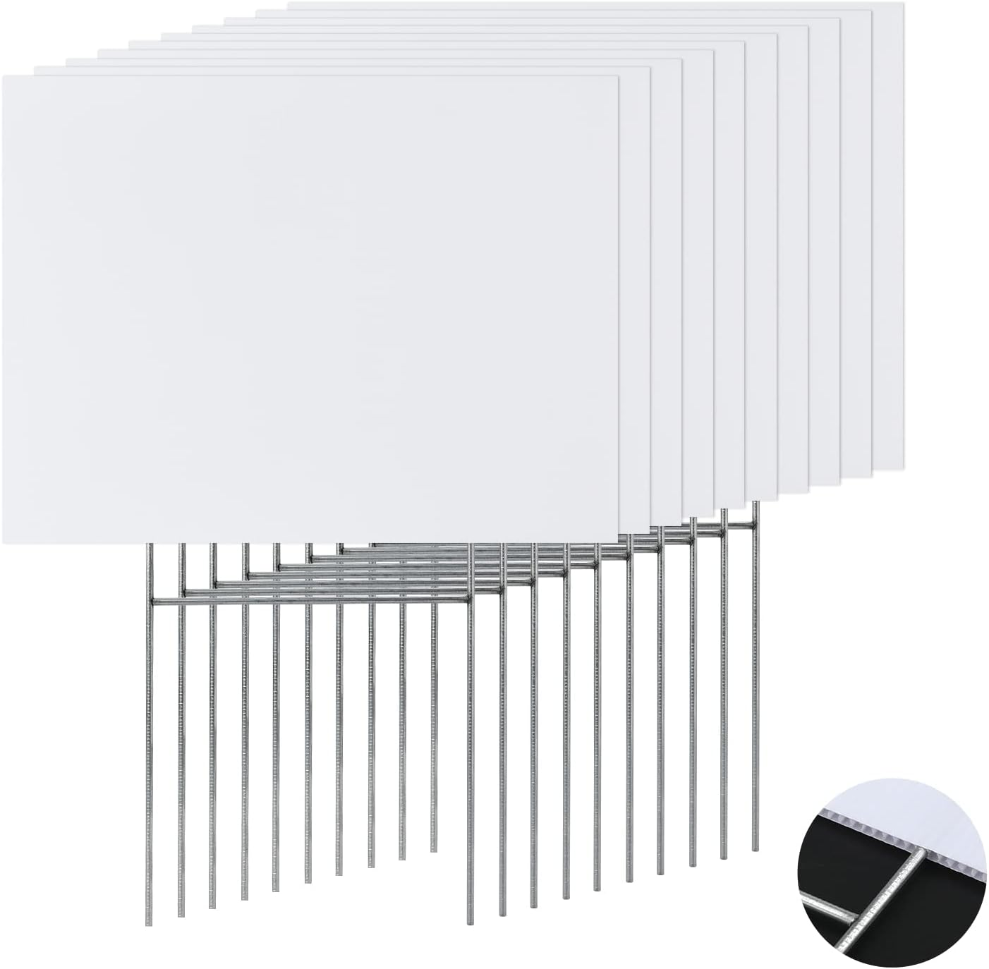 10Pcs Blank Yard Sign, Extra Large Blank Yard Signs with Metal Stakes White Blank Lawn Yard Signs for Garages Garden Outdoors (15.7X11.8 Inch/40X30Cm) image number 2
