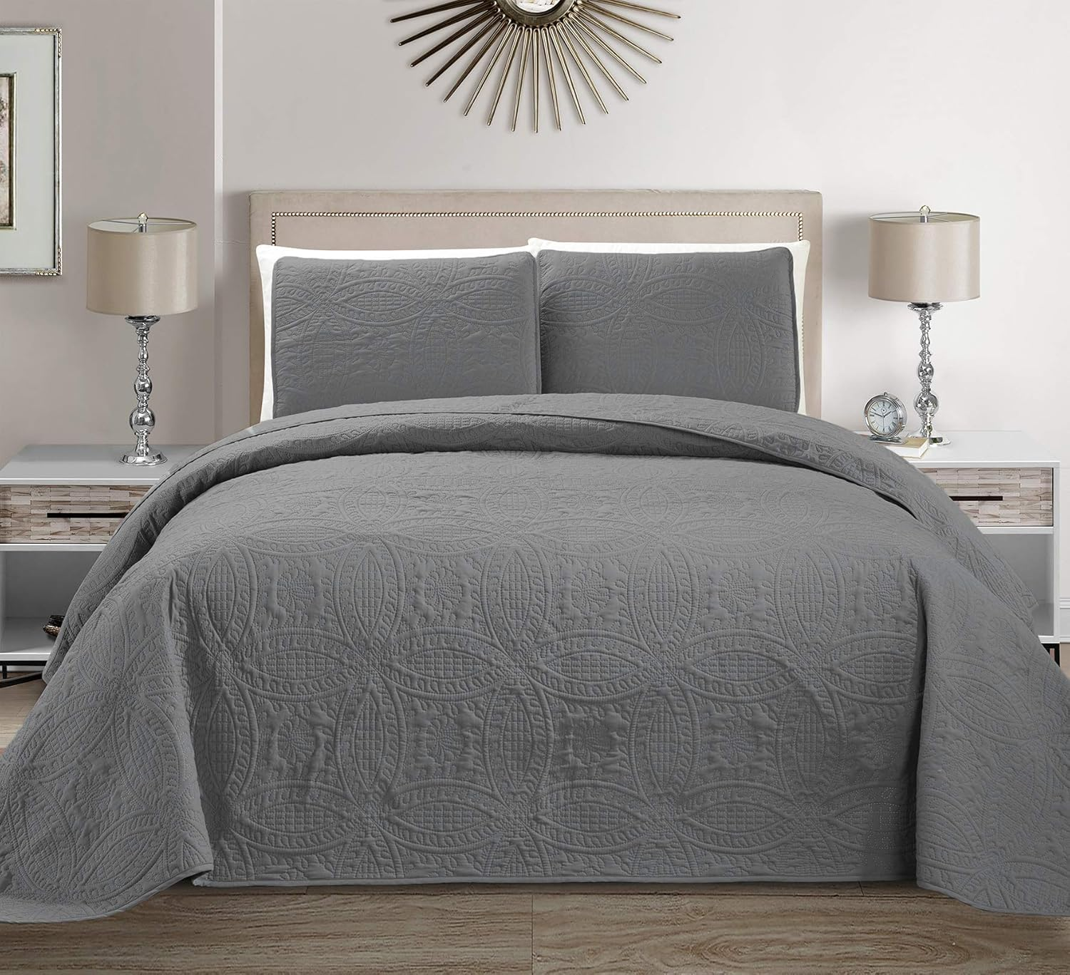 MK Home Mk Collection Solid Embossed Bedspread Bed Cover over Size (Coral, King/California King) image number 4