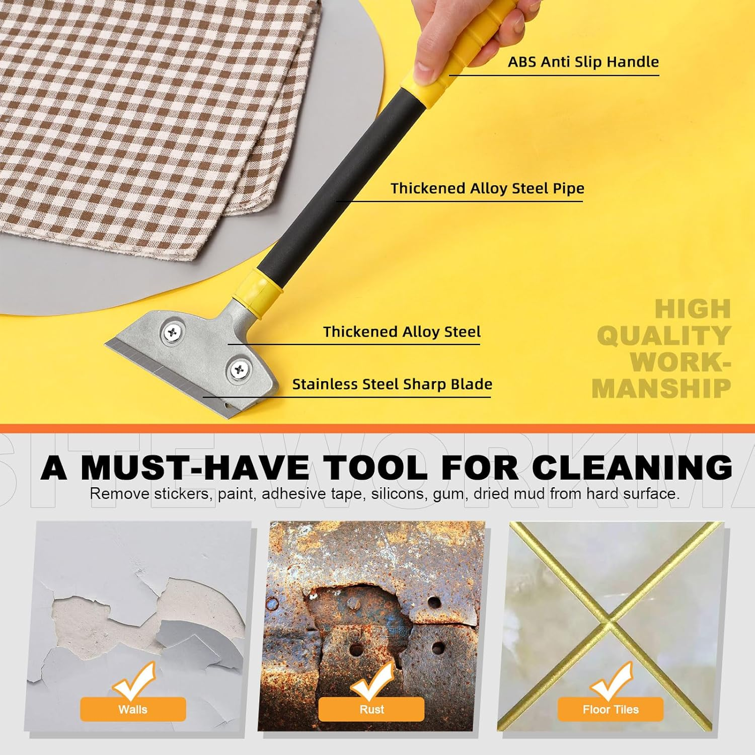 Tanstic 14Pcs Razor Blade Scraper Kit, Razor Blade Sticker Remover, Floor Scraper, Paint Glass Scraper Tool with Replacement Blades, Screwdriver and Gloves for Glass Window Tile Stove image number 6