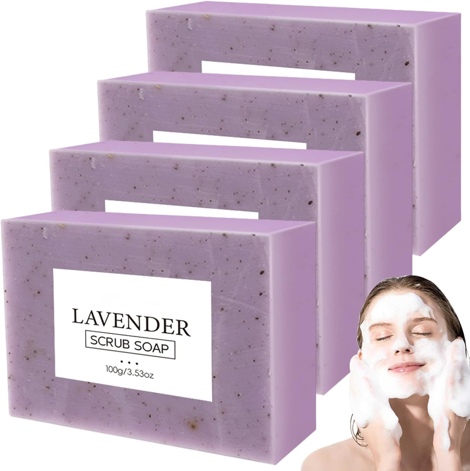 4Pcs Lavender Soap, 100G Nourishing Moisturizing Lavender Soap Bars Natural Ingredients Multi-Purpose Bath Shower Supplies for All Skin Bar image number 2