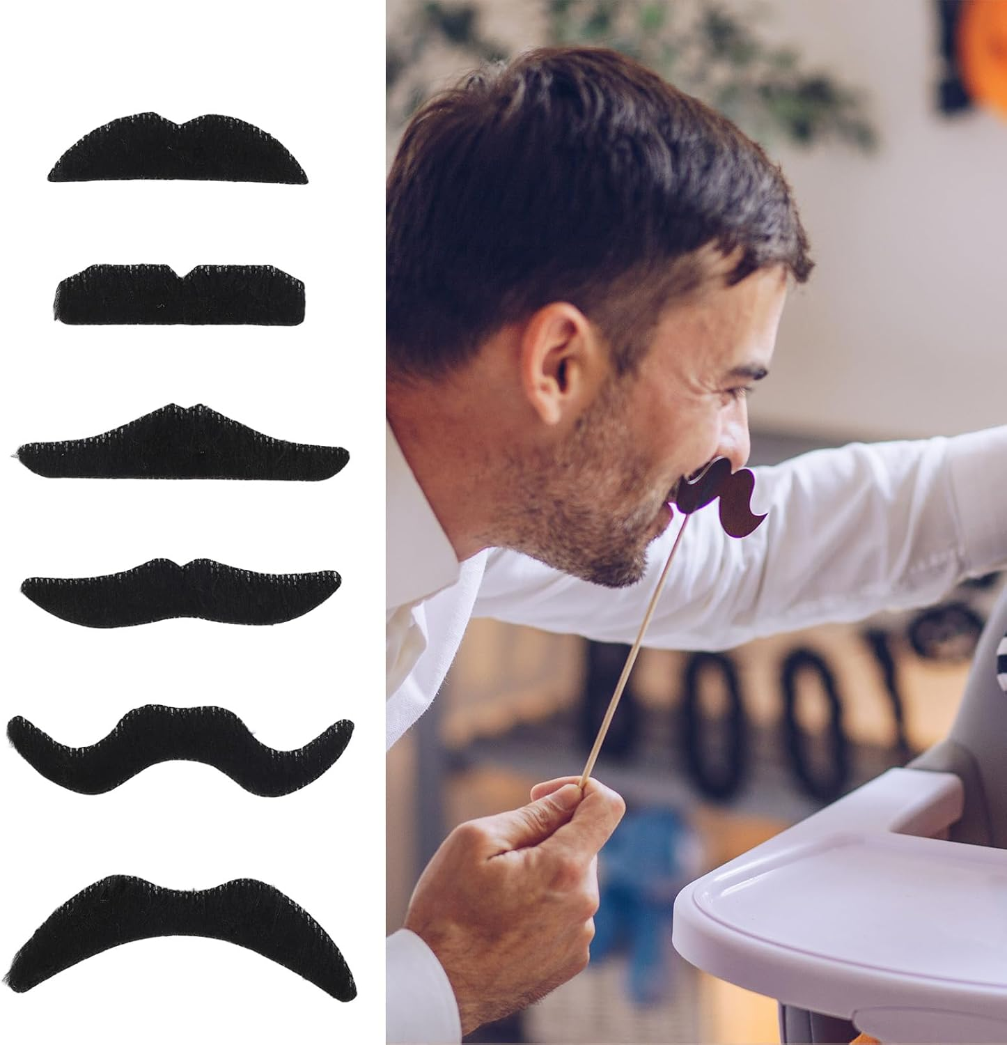 BTYMS 31 Pcs Fake Mustaches Self Adhesive Hairy Beard Costume Facial Hair for Christmas Party Supplies Decorations image number 6