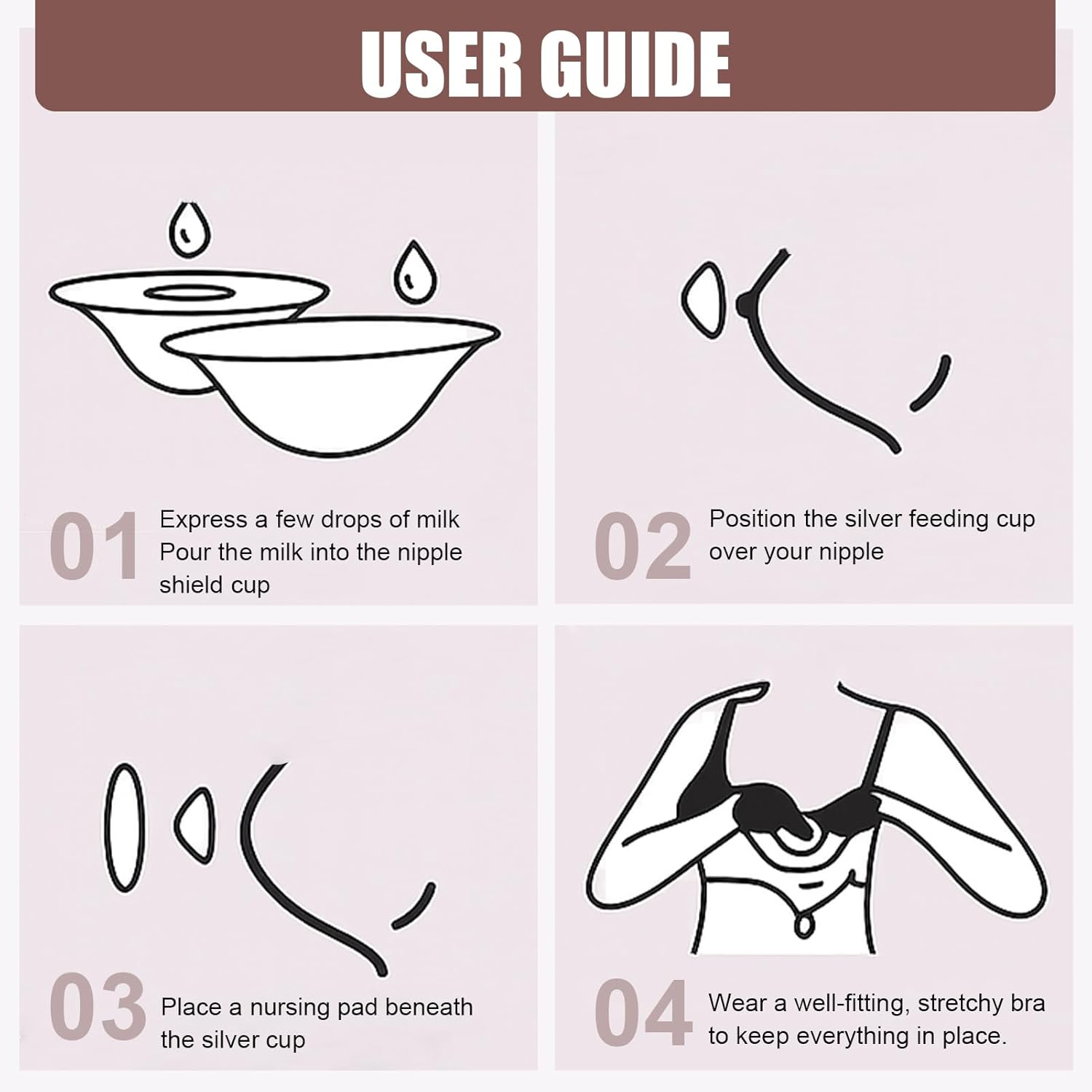 The Original Silver Nursing Cups, 999 Silver Nipple Shield for Breastfeeding Baby, Newborn Essentials Newborn Mother Nipple Shield Helpful for Lactation Care Relieving Nipple Pain Cracking image number 2