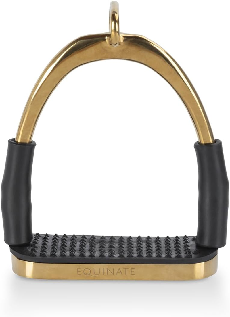 Equinate Charles Safety Stirrups 10 Cm Gold - with Non-Slip Rubber Tread - Stirrups for Adults and Children - Relieves the Ankles - Pack of 2 - Gold image number 4