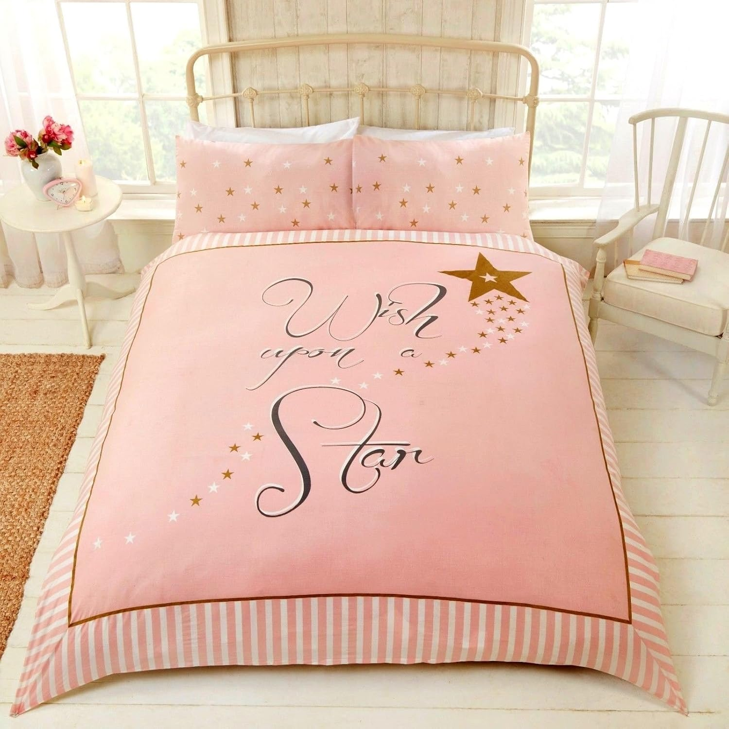 Rapport Home Wish upon a Star Pink Double Bedding Set - Pink Double Duvet Cover Set image number 4