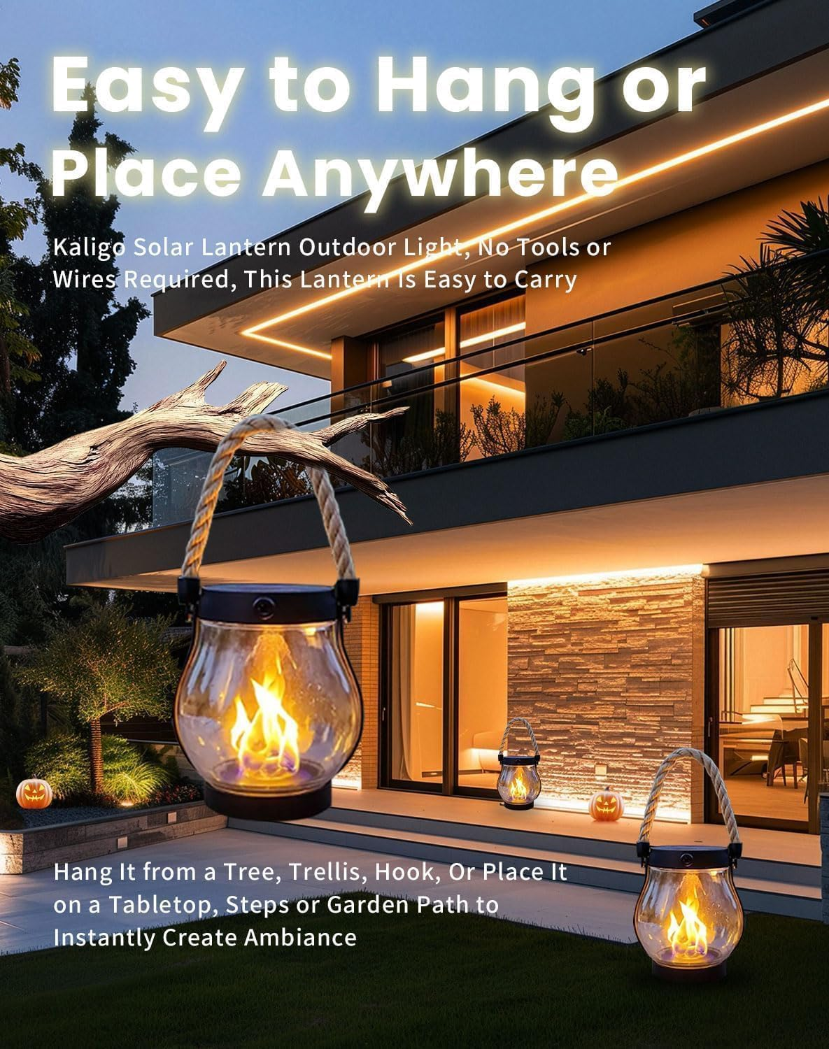 Solar Flame Lanterns Outdoor Waterproof, 4 Pack Flickering LED Fire Lights for Patio, Garden, Yard, Camping, Realistic Dancing Flame Solar Powered Lights Decor image number 5