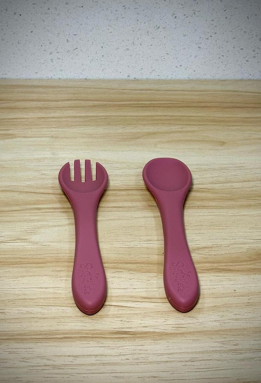 4 Pcs Silicone Feeding Set - Plate, Cup, Spoon, and Fork - Baby Feeding Essentials - Red image number 4