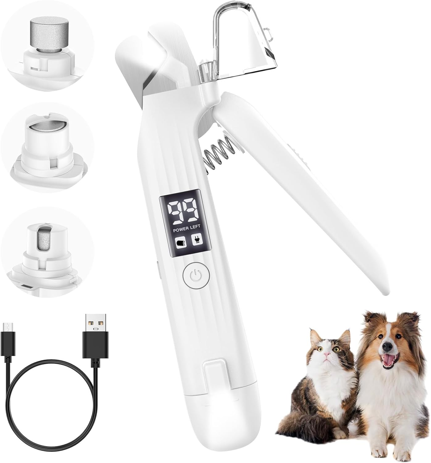 Simpeak 2-In-1 Pets Nail Clippers with LED Light, Electric Dog Nail Grinder Cat Nail Trimmer Paws Smoothing with Power Display, Safe Professional Paws Grooming & Smoothing Tool for L/M/S Dogs/Cats image number 2
