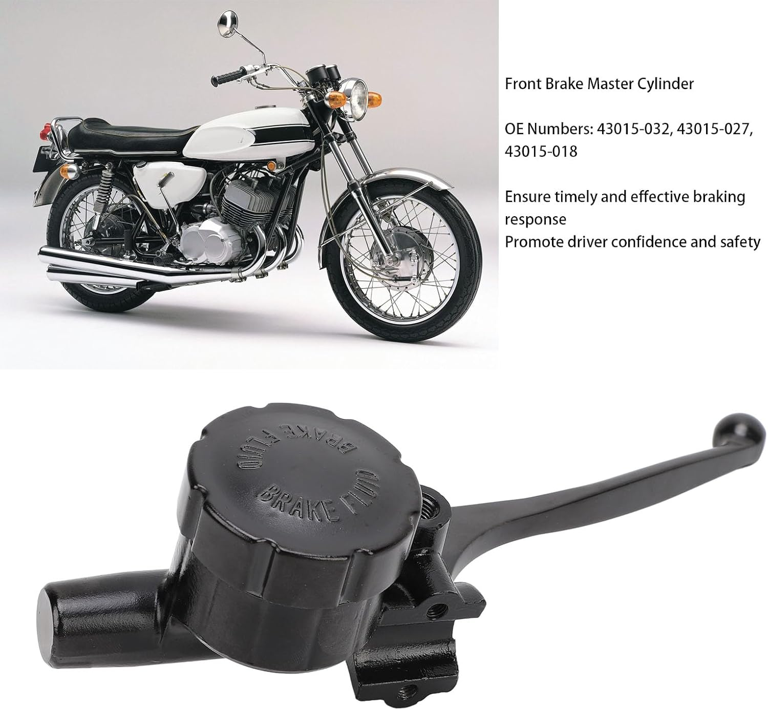 Front Brake Master Cylinder 9/16 Bore, for Kawasaki Motorcycle H-1 H-2 S-2 S-3 Z1 KH400/500 KZ400/650/750/900/1000 43015-032 43015-027 43015-018, 14Mm