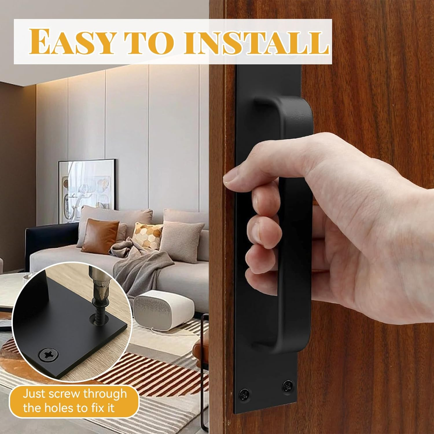 Barn Door Handle 2 Pack Barn Door Pull Handle Sliding Barn Door Sliding Door Pulls Sliding Barn Door Barn Door Hardware Door Handle for Bathroom Closet Pantry (2) image number 1