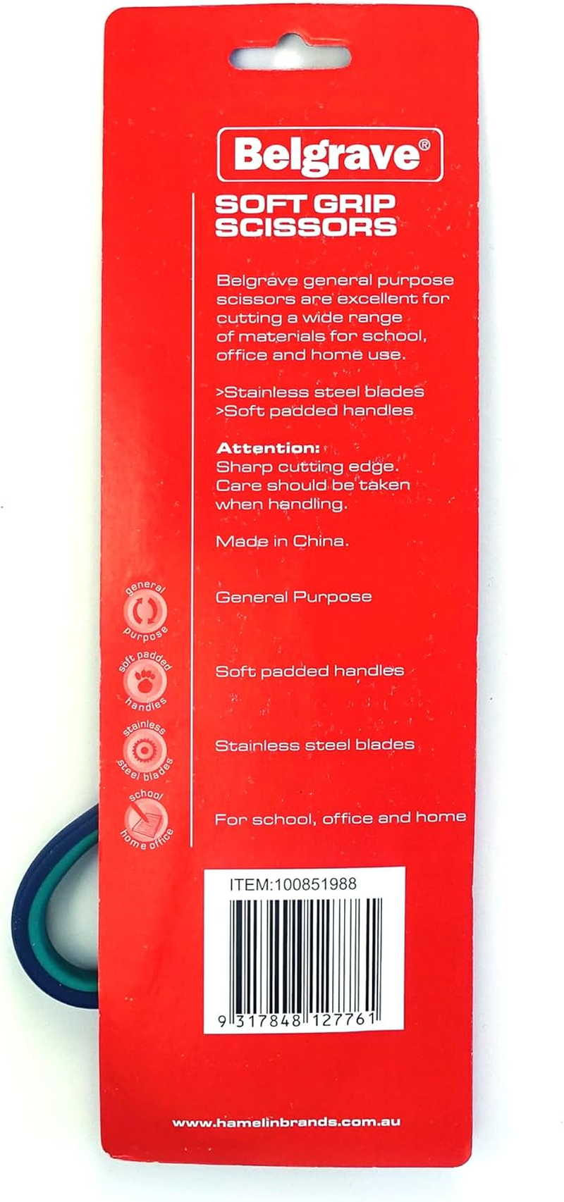 Belgrave General Purpose Scissors, 215Mm, Soft Padded Handles, Stainless Steel Blades, Blue & Green, Ideal for School, Home, and Office Use image number 4