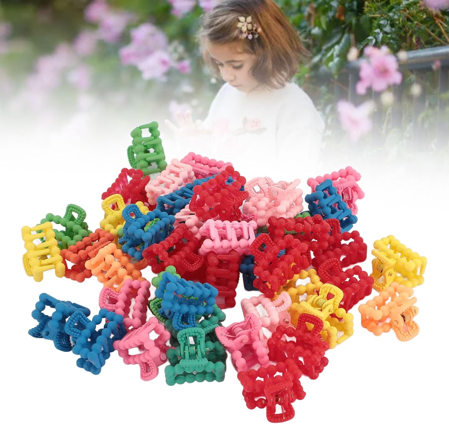 100Pcs Plastic Cute Tiny Hair Claw Clip Hat, Shaped Colorful Hair Accessories Small Hair Clip, Present for Girls for Busy Mornings or Quick Hair Touch Ups image number 5