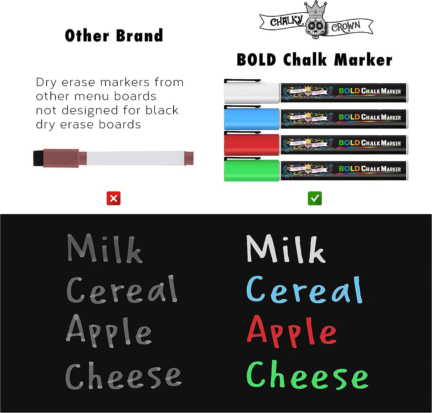 Magnetic Dry Erase Menu Board for Fridge Includes 4 Liquid Chalk Markers - Weekly Meal Planner Blackboard, Grocery List and Notepad for Kitchen Refrigerator - Chalkboard Magnet image number 4