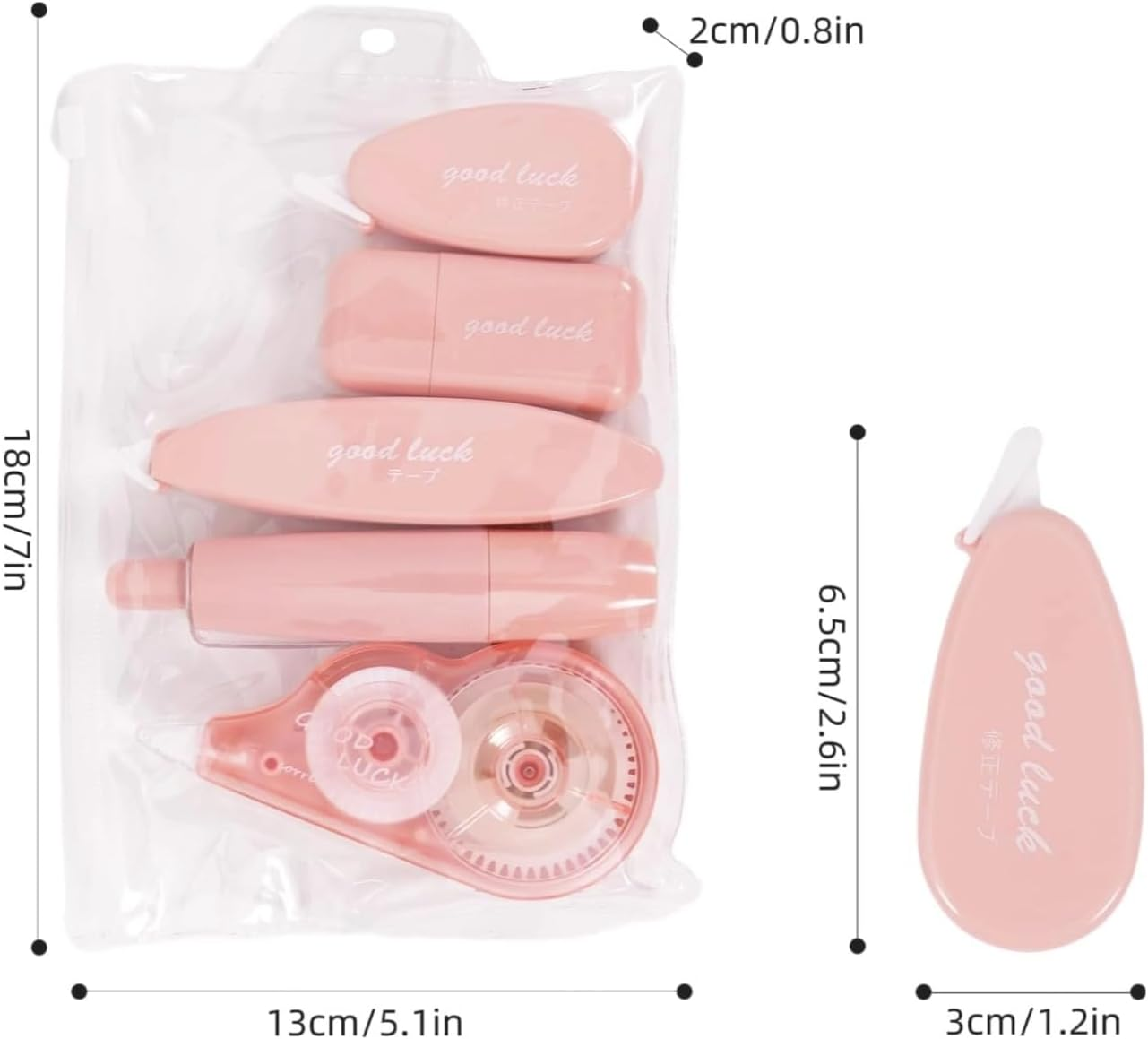 Lyfengdeam 5 Pcs Aesthetic Correction Tape Set Cute Tapes Quick Dry Easy to Use Applicator for Instant Corrections Students School Office Home Supplies White Out Correct - Macaron Color (Pink) - Pink image number 4