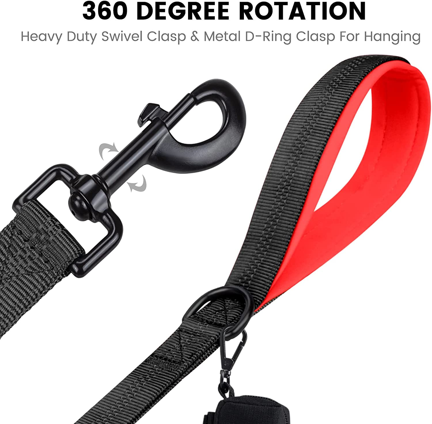 Puppydoggy Short Dog Leash 18In Padded Handle Dog Lead with 3 Reflective Thread for Large Medium Dogs Heavy Duty Dog Rope Pet Leash for Walking Training 18 in X 1 in (Pink 1 Pack) image number 1