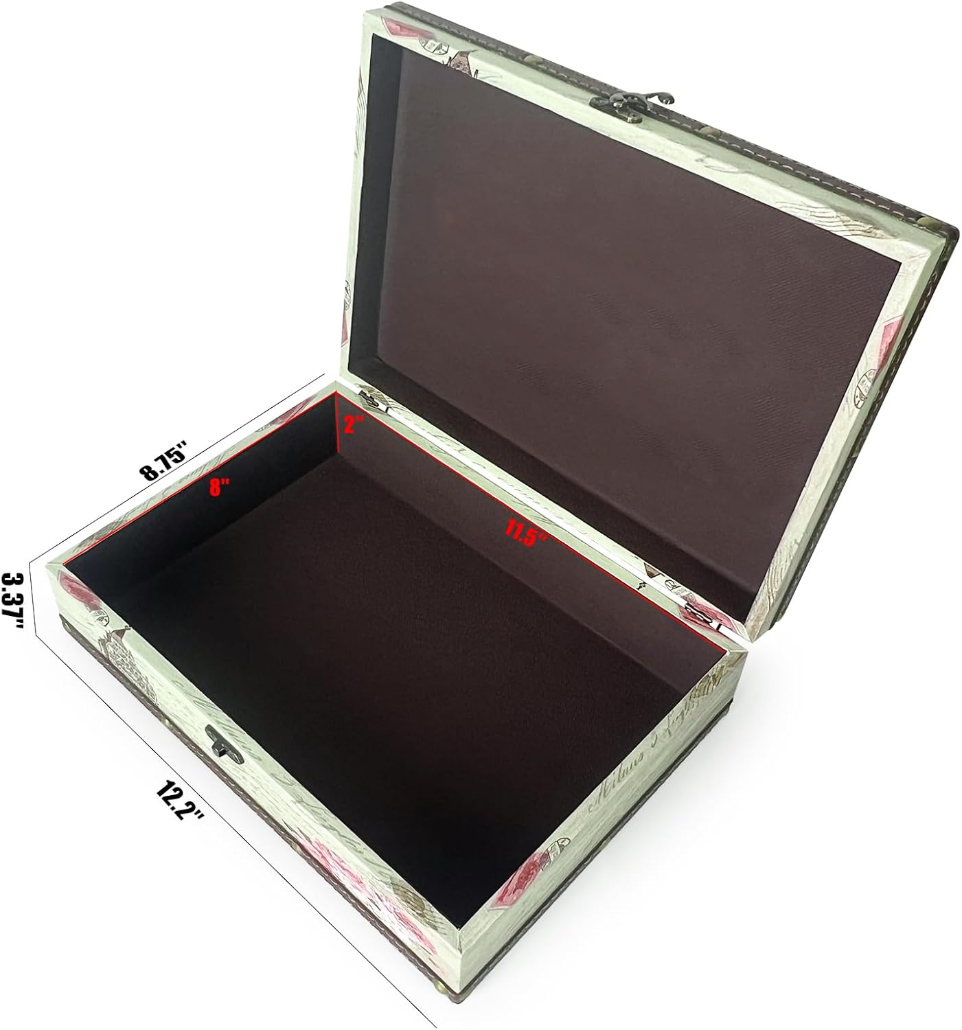 Dreamseden Wooden Decorative Storage Box, Vintage Treasure Box Letter Paper Container Keepsake Case for Gifts Home Decorations image number 2