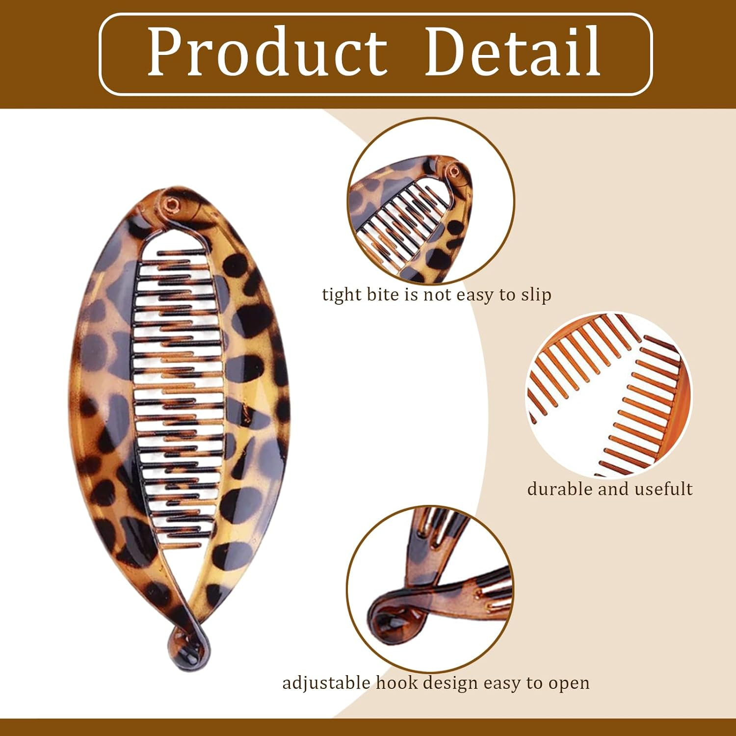 Pack of 6 Banana Clips, Banana Clip Hair, Thin Hair for Women, Long, Stylish Banana Hair Clip, Fishtail Hair Clip for Thick Hair, Elegant Hair Accessories image number 2