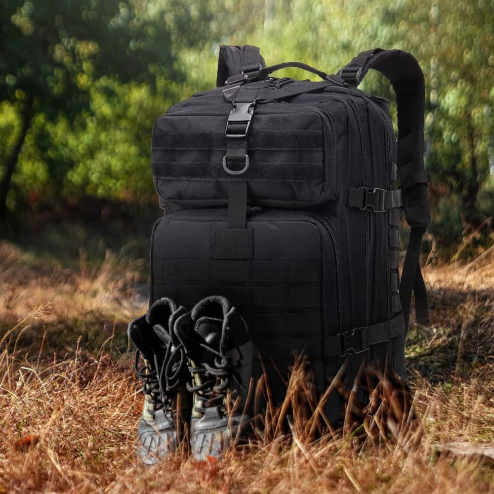 EMDMAK Military Tactical Backpack, Large Military Pack Army 3 Day Assault Pack Molle Bag Rucksack - Black image number 2
