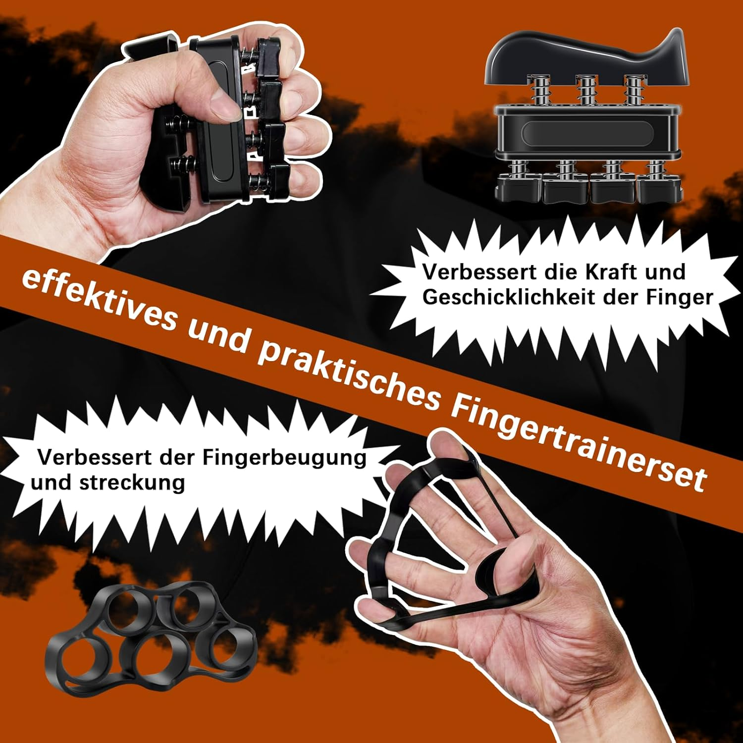 Hand Trainer, Finger Trainer, Forearm Trainer, Grip Strength, Wrist Trainer Set, Hand Strength, Finger Grip Strength Training Device with Massage Ball, Hand Muscle Trainer for Climbing, Stress image number 2