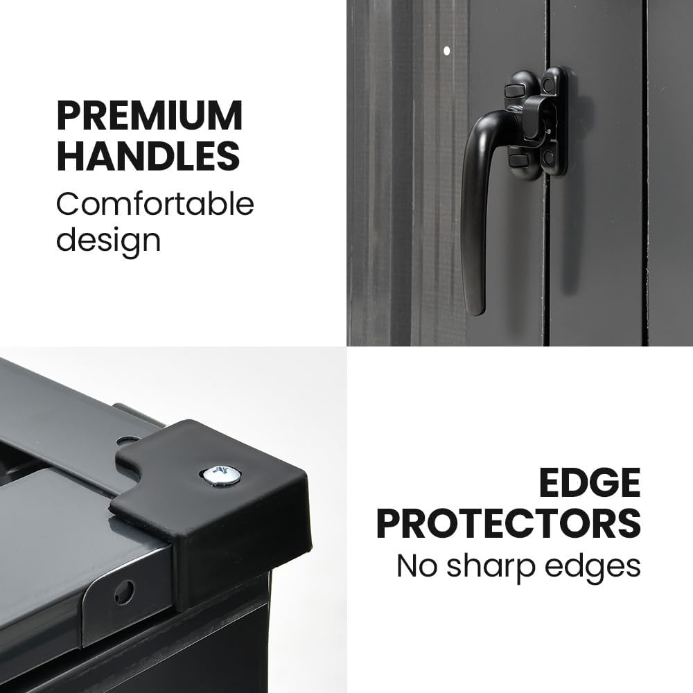 Double Steel Wheelie Garbage Bin Storage Shed, Enclosure with 2 Opening Doors image number 6