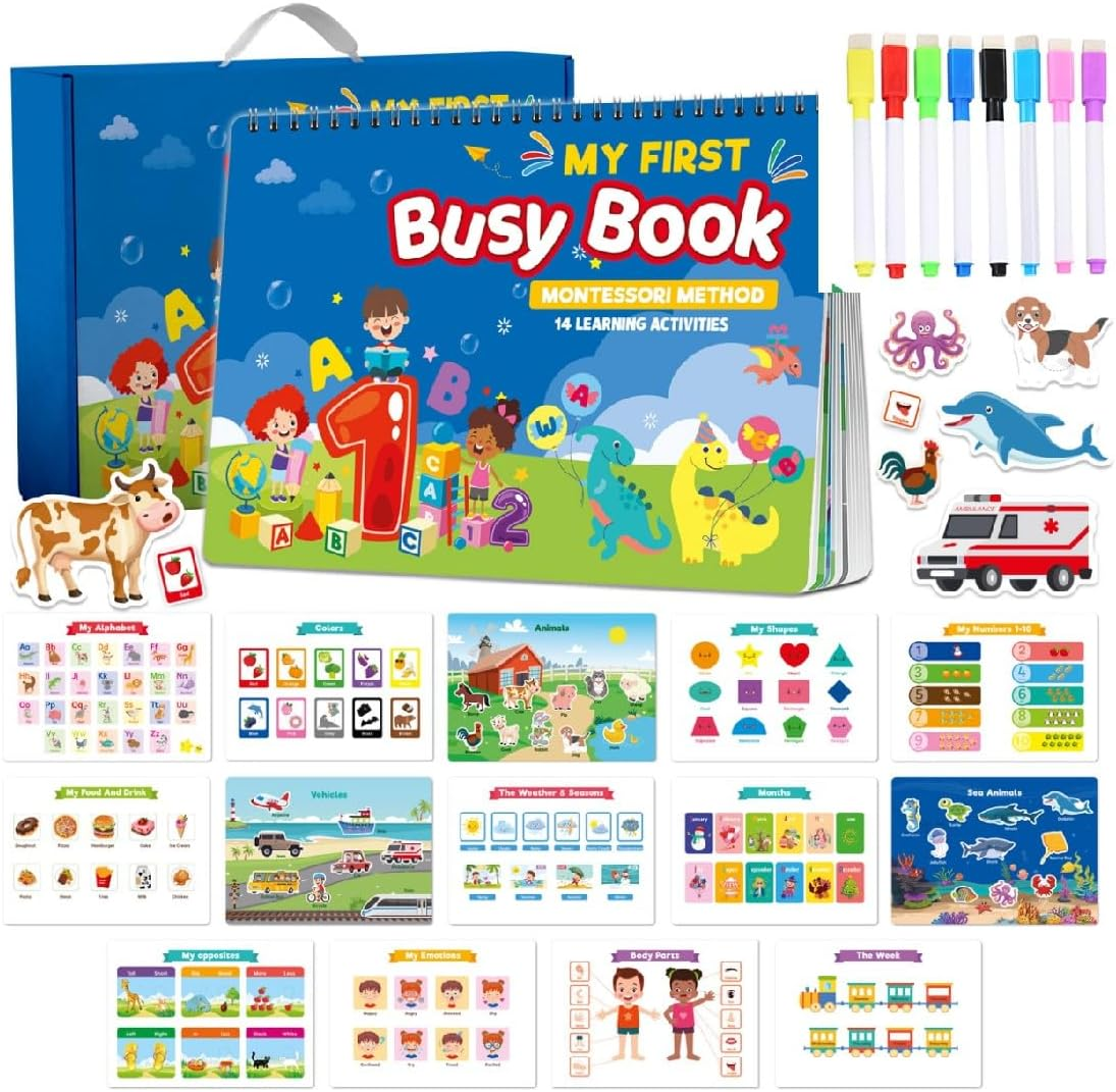 Busy Books for Toddlers 3-5,Dot Board for Toddlers Ages 3 and up - Sensory Toys Autism Kids 5-7- Autism Sensory - Kindergarten Educational Toys, Ages 3-4 4-8 5-7（Dinosaur）