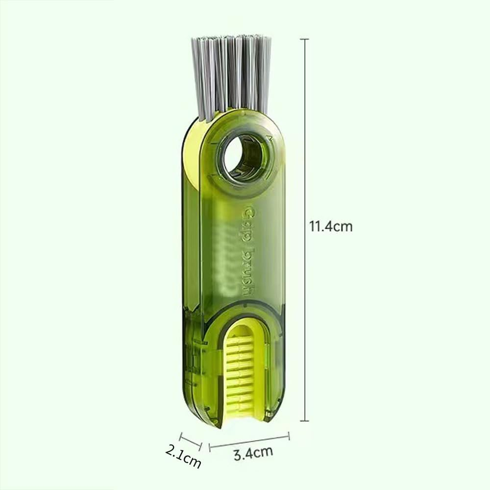 3 In1 Green Tiny Bottle Cup Lid Detail Brush Multi-Functional Plastic Cleaning Brush - Blue X2 image number 5