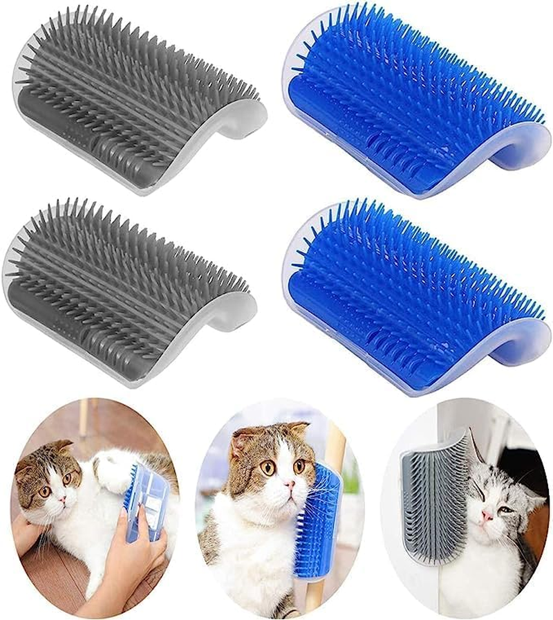 4 Pack Cat Wall Corner Groomers with Catnip, Cat Self Groomer, Soft Face Scratchers Brush, Corner Massage Comb for Long & Short Fur Kitten/Puppy image number 3