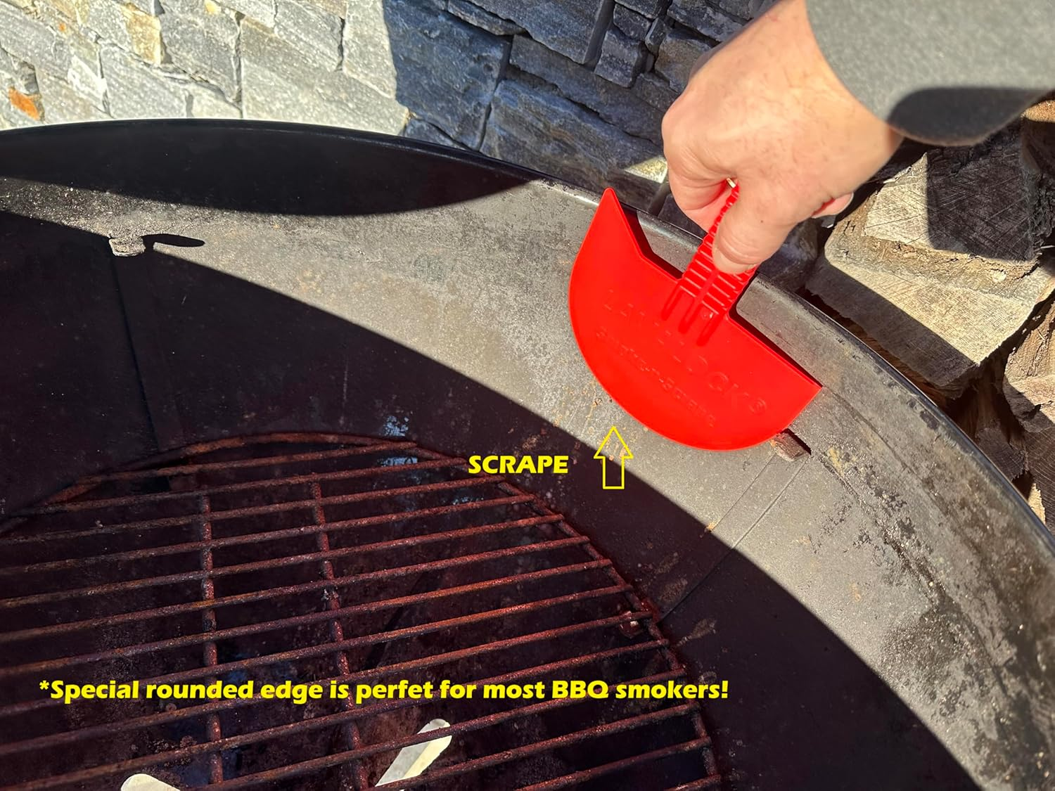 Lavalock Smok-N-Scrape Grill and Smoker Scraper, Residue Remover Cleaning Tool for Weber Kettle, Weber Smokey Mountain, UDS, WSM (Red Smoke-N-Scrape) image number 5
