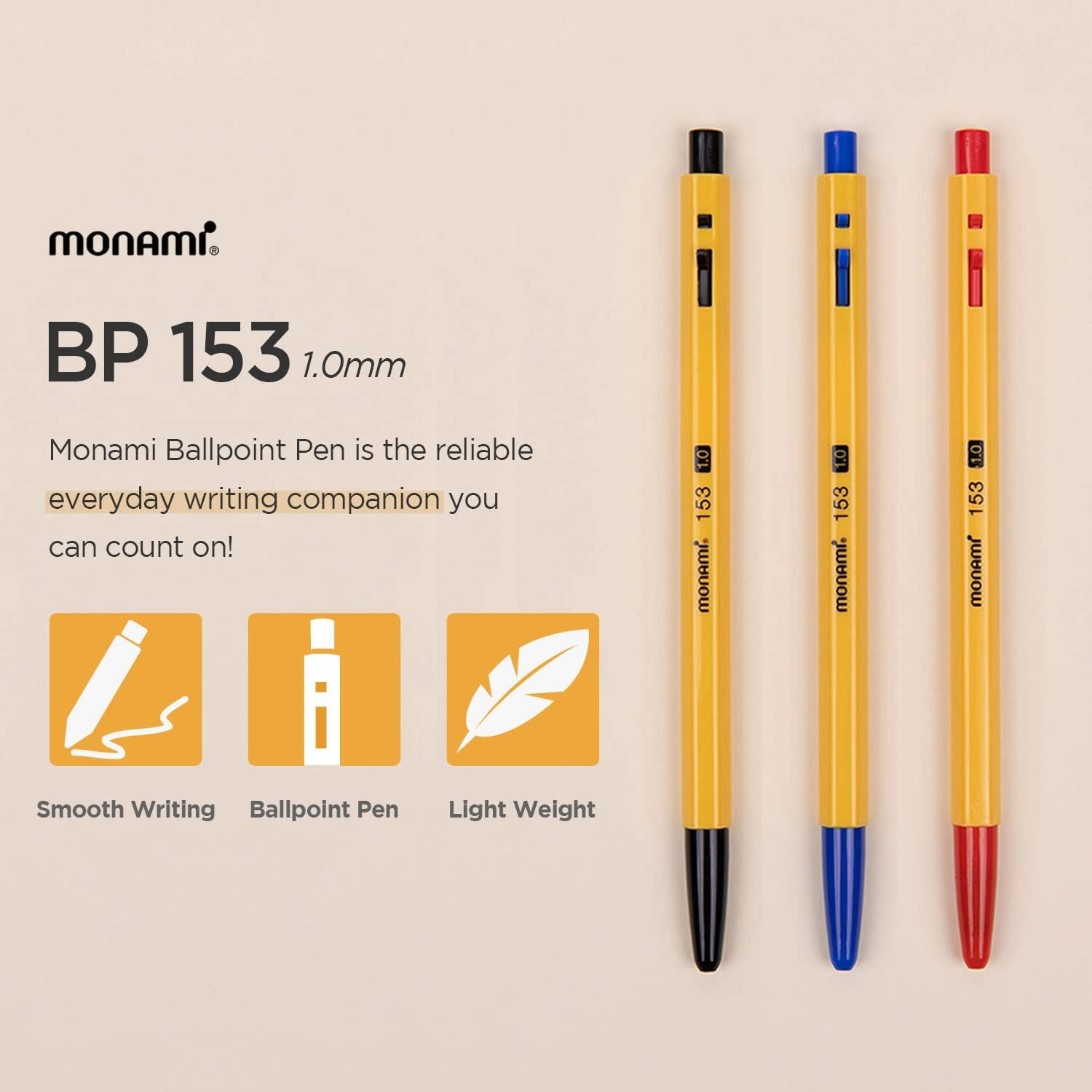 Monami New Releases 153 Ballpoint Pen 1.0 Mm Dozen Box Black Ink image number 3