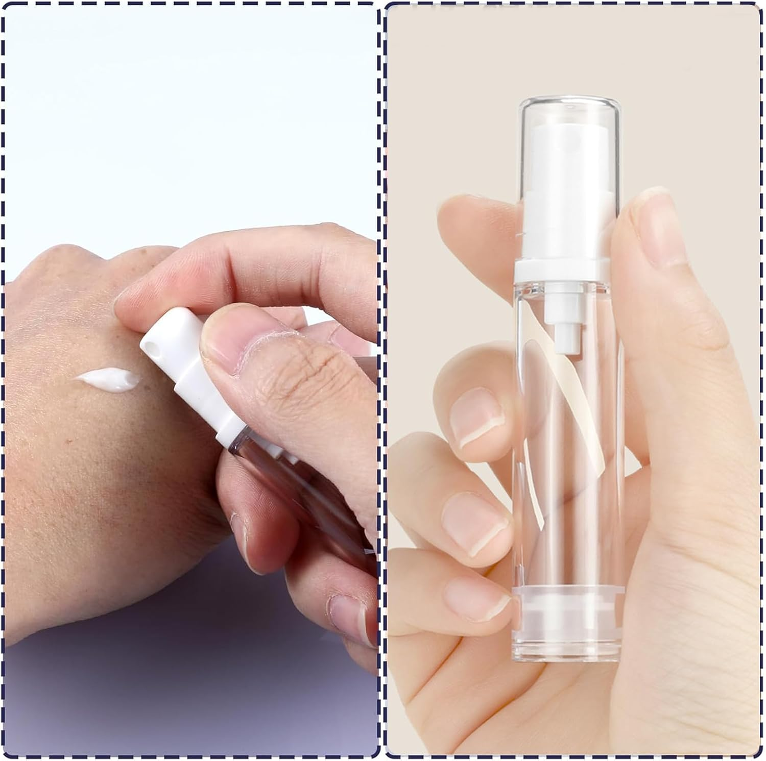 Kzvsiy 5 Pcs 10 Ml Airless Pump Bottles, Refillable Clear Plastic Lotion Containers, Vacuum Press Pump for DIY Foundation, Gel, Essence, Moisturizer-Travel Size Cosmetic Containers image number 4