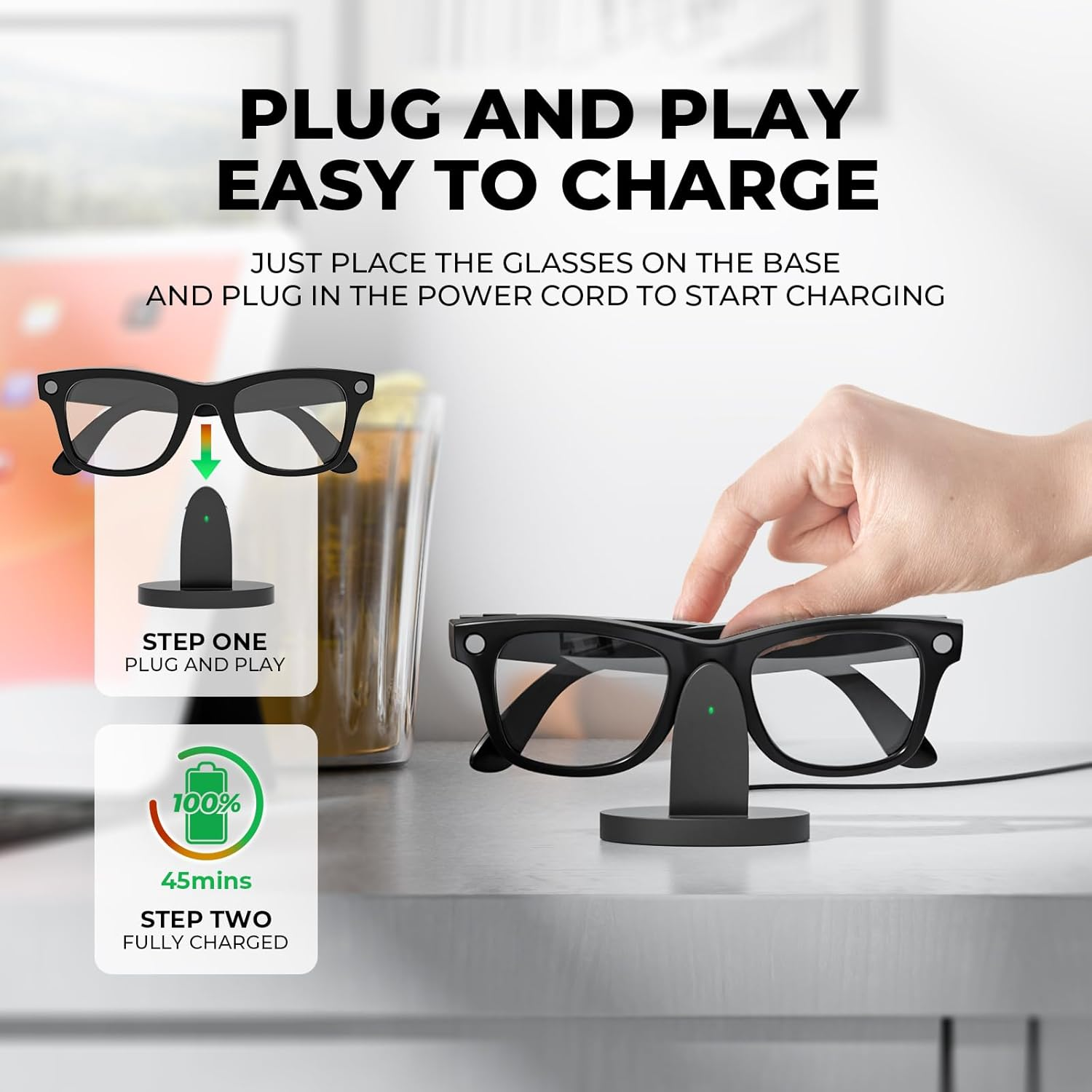 Steinwhale Charging Dock for Rayban Meta 2 Glasses (Black) image number 5