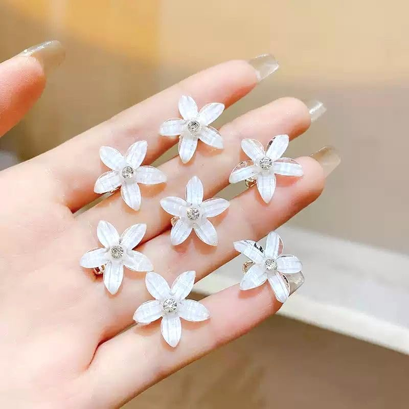 Gaodercha 20Pcs Flower Hair Clips 2 Colours Rhinestone Petal Hair Clip Cute Trendy Flower Hair Clip Mini Pearl Claw Flower Clips for Women Birthday Party Wedding image number 2