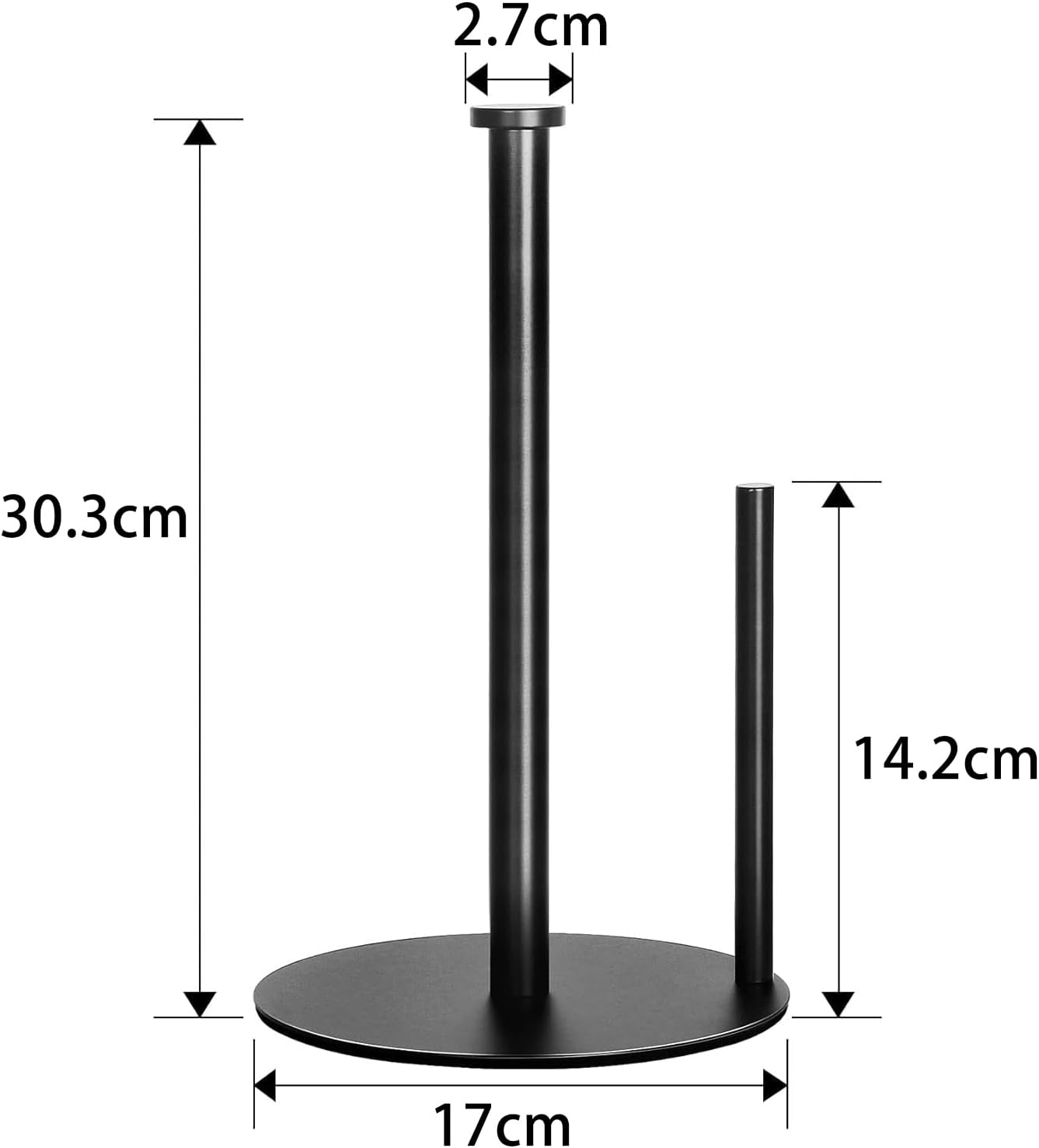 Paper Towel Holder Countertop, Black Kitchen Paper Towel Holder Stand for Kitchen and Bathroom Organization, Stainless Steel Paper Towel Holders for Standard and Large Rolls, Matte Black image number 1