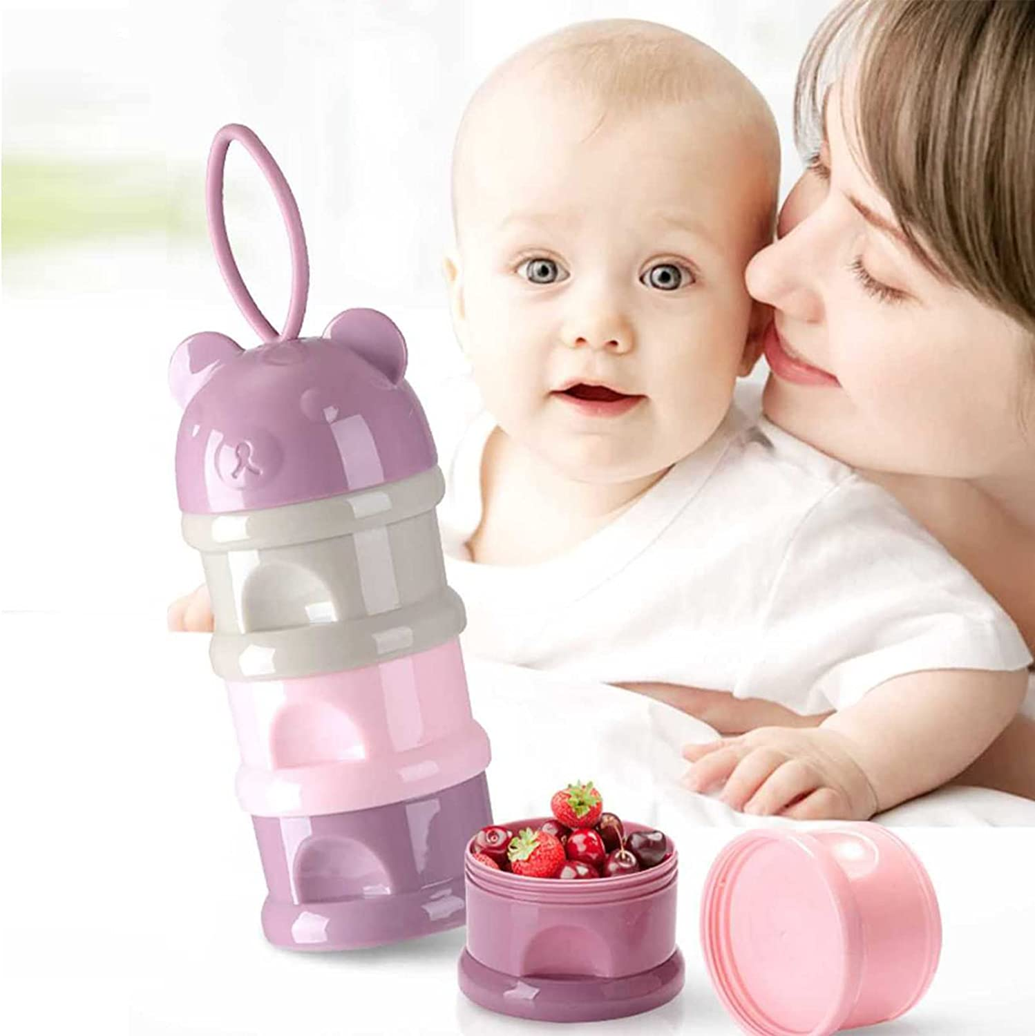 2 PCS 4 Layers Milk Powder Dispenser,Milk Powder Pots,Food Storage Tank, Candy Storage Tank, Formula Dispenser Portable Milk Powder Formula Dispenser Container Pot Box Milk Cans Snack Storage Box for Travel(Bpa Free) image number 6