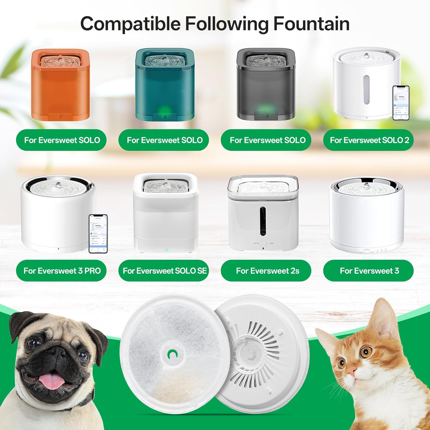Pack of 10 Cat Fountain Filters and 10 Pump Sponge, Improved Filter Units 3.0 with Resin and Activated Carbon for 2L/1.8L Automatic Intelligent Cat Fountain (Ever Weet 2S/3/3 Pro/Solo/Solo SE) image number 1