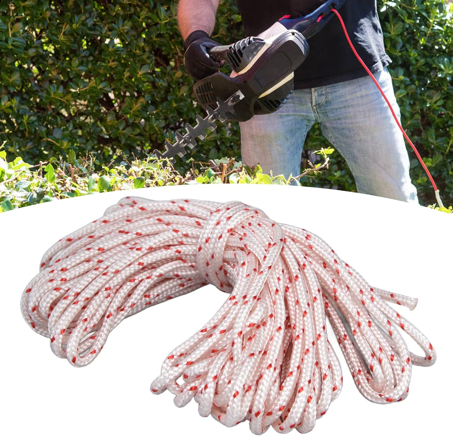 Lawn Mower Nylon Rope, Chain Saw Pull Cord Recoil Starter String Rope Replacement Edger Brush Cutter Engine Parts Cord Recoil for String Trimmer Edger Craftsmans 10 Meter(4.5Mm) image number 4