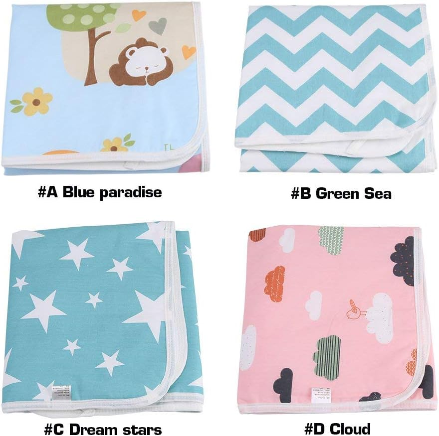 Ultra-Soft Large Washable Baby Changing Pad Mats Baby Cotton Urine Mat Diaper Nappy Bedding Changing Cover Pad Disposable Sanitary Baby Infant Toddler Diaper Liners Covers(#A Blue Paradise) image number 1