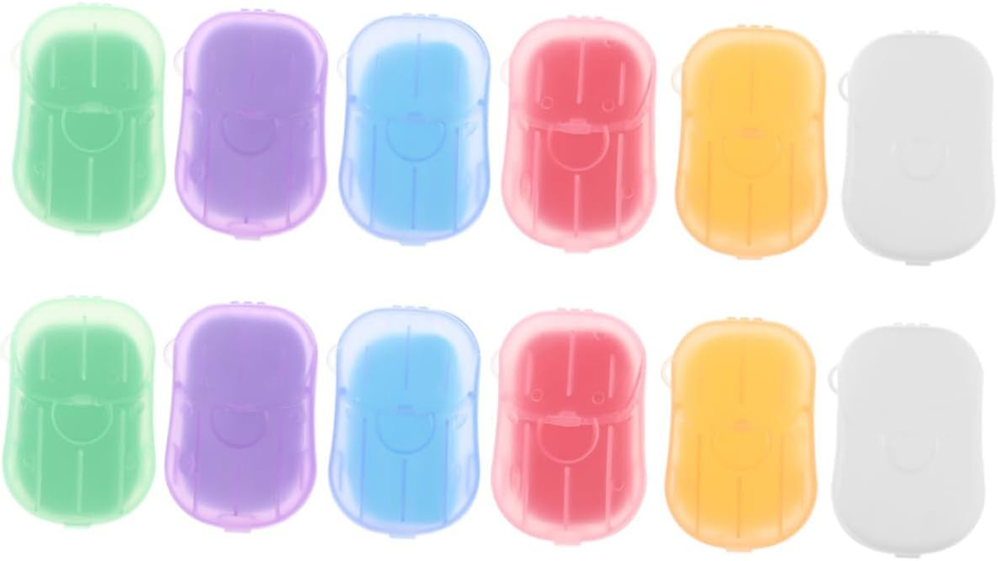 Travel Soap Sheets Portable Case 12 Boxes Soap Slices Rose Jasmine Lavender Milk Orange Scents for Camping Outdoor Hiking and Travel Toiletries image number 1