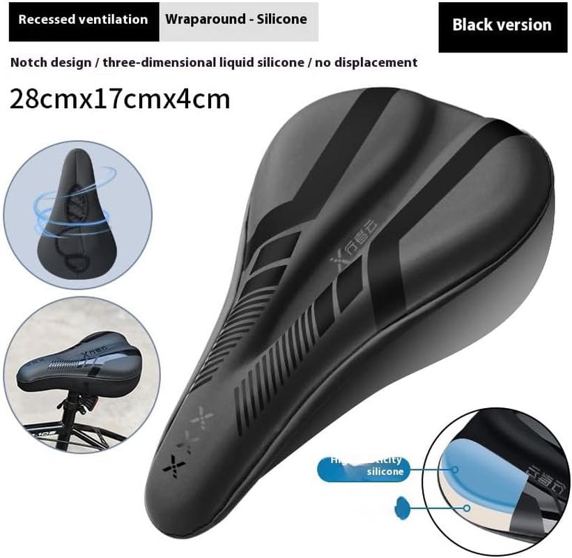 Bike Seat Cushion - Gel Padded Bike Seat Cover for Men & Women Comfort, Adjustable Velco Secure Bicycle Cushion, Upgraded Installation Fit with Peloton, Indoor & Outdoor Bicycle Saddle - Black image number 6