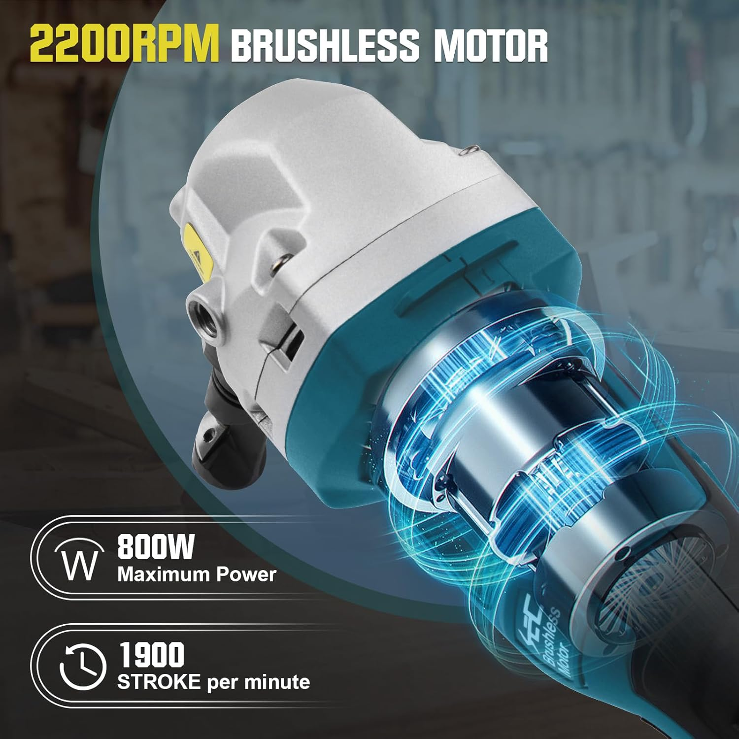 Cordless Metal Nibbler for Makita 18V Battery, 800W Sheet Steel Cutter with 2200RPM Brushless Motor, 360 Degree Rotating Blades for Cutting Stainless Steel, Aluminium, Plastic (Battery Not Included) image number 6